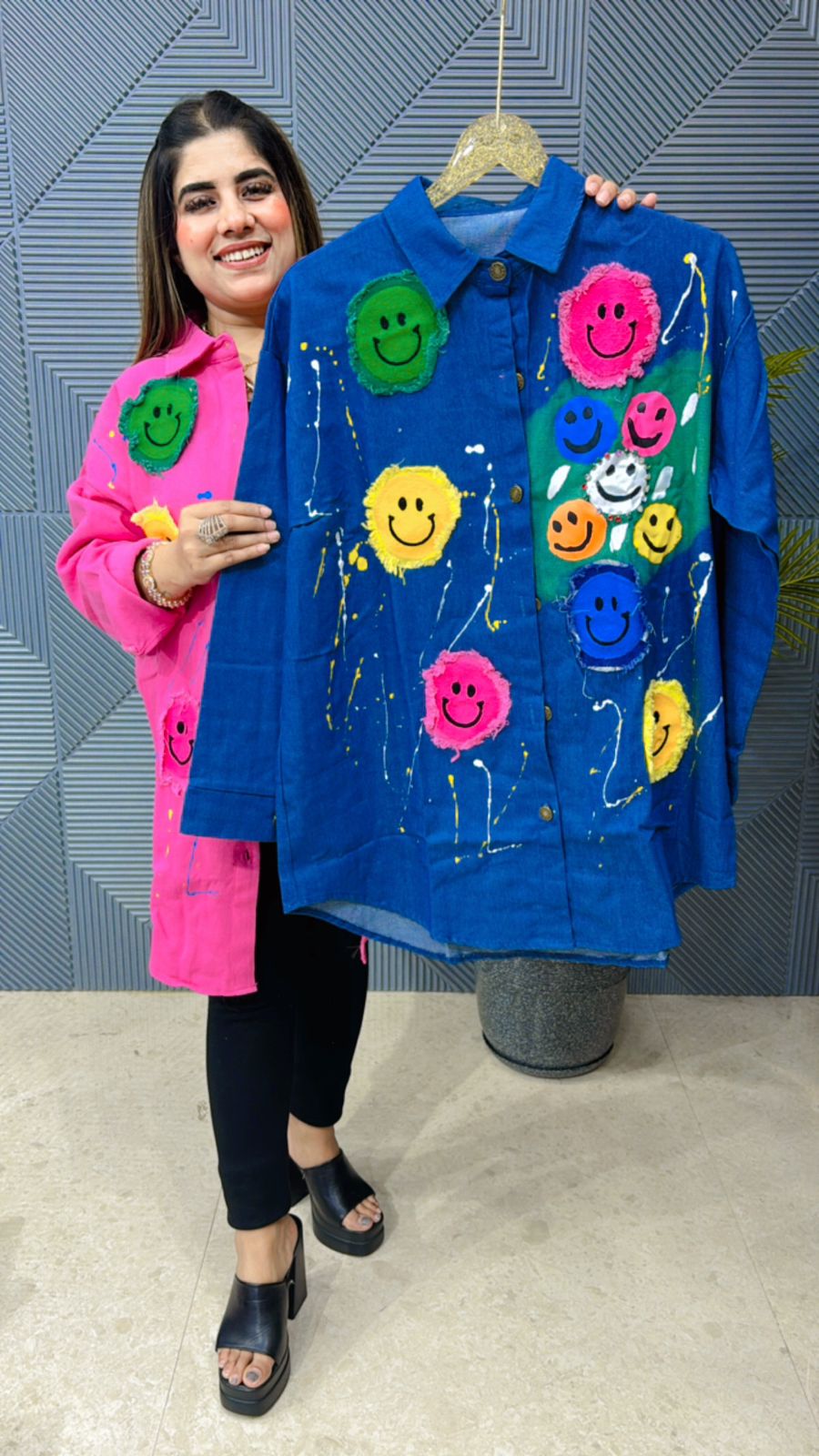 Premium Denim Shirt With Embroidery Work GGR1041