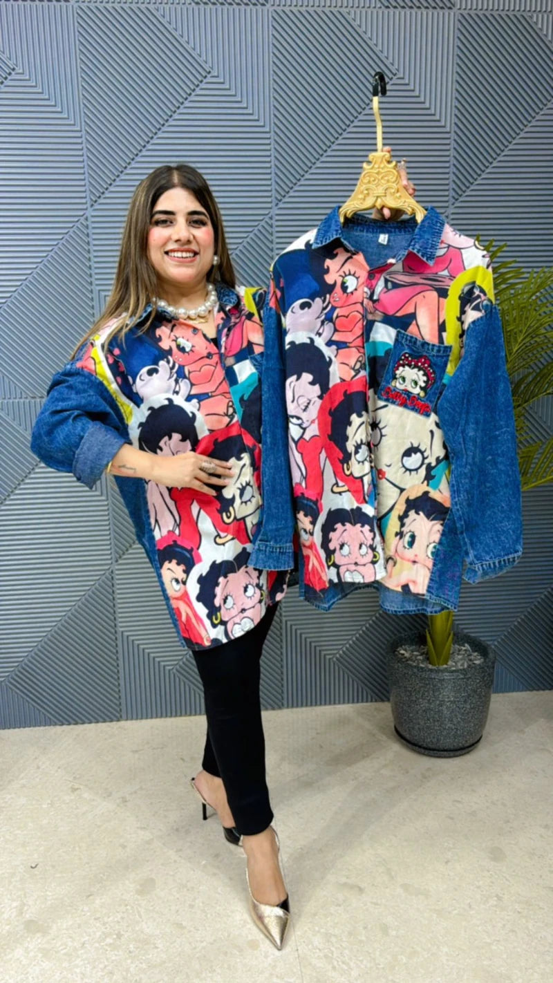 Premium Denim Shirt With Heavy Quality Embroidery GGR644
