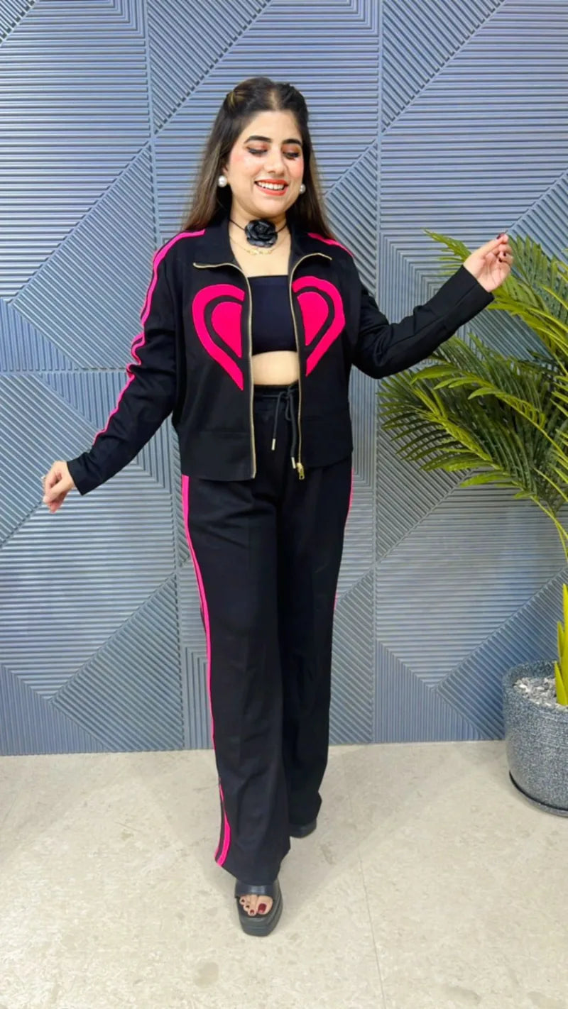 Premium Heart Cord Set: Imported Lycra Stretch Fabric with Heavy-Duty Quality GGR628