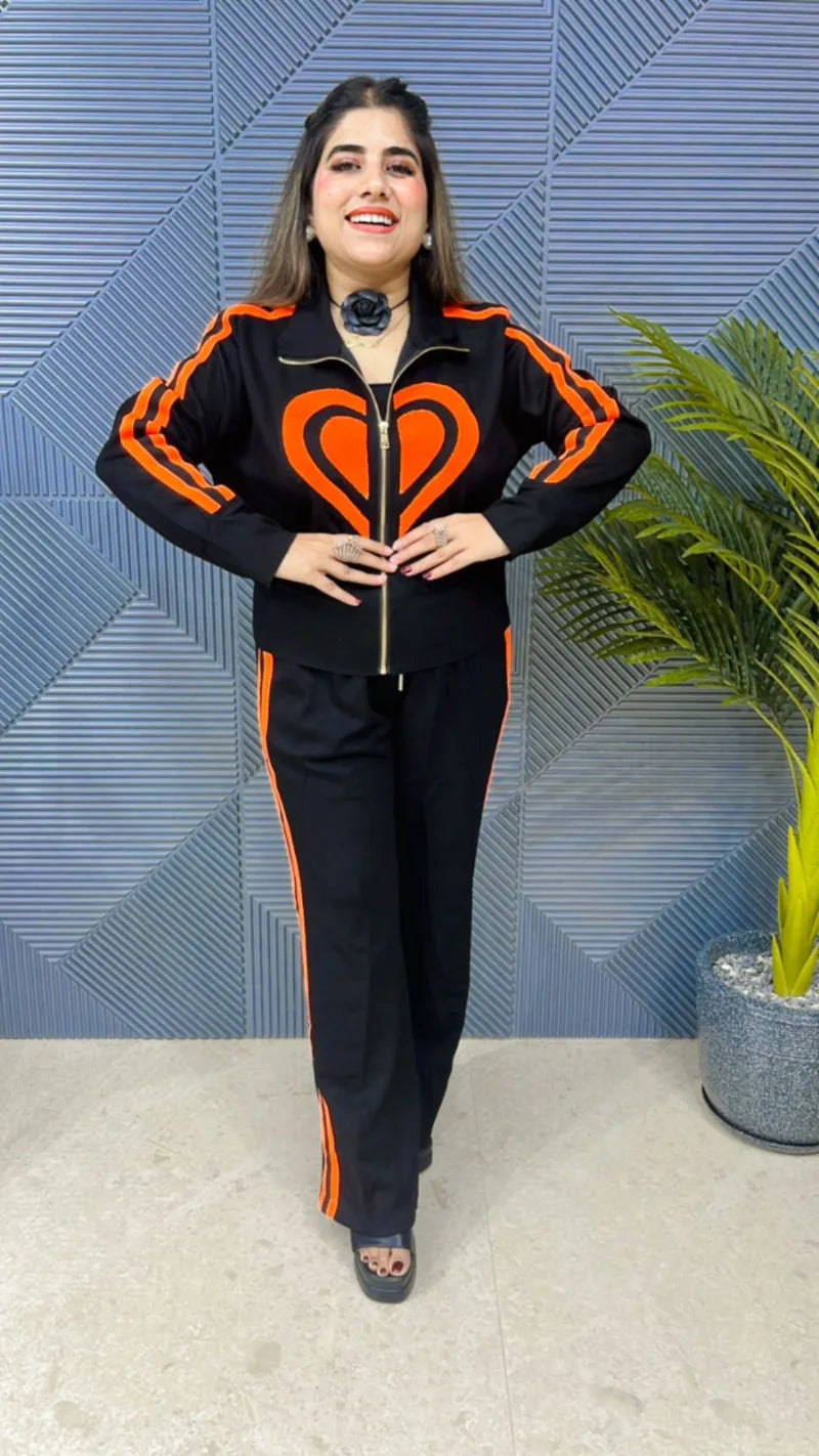Premium Heart Cord Set: Imported Lycra Stretch Fabric with Heavy-Duty Quality GGR628
