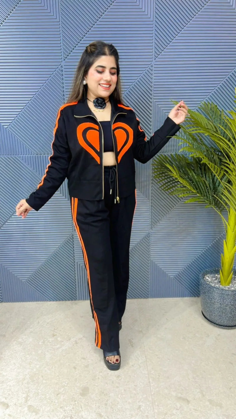 Premium Heart Cord Set: Imported Lycra Stretch Fabric with Heavy-Duty Quality GGR628