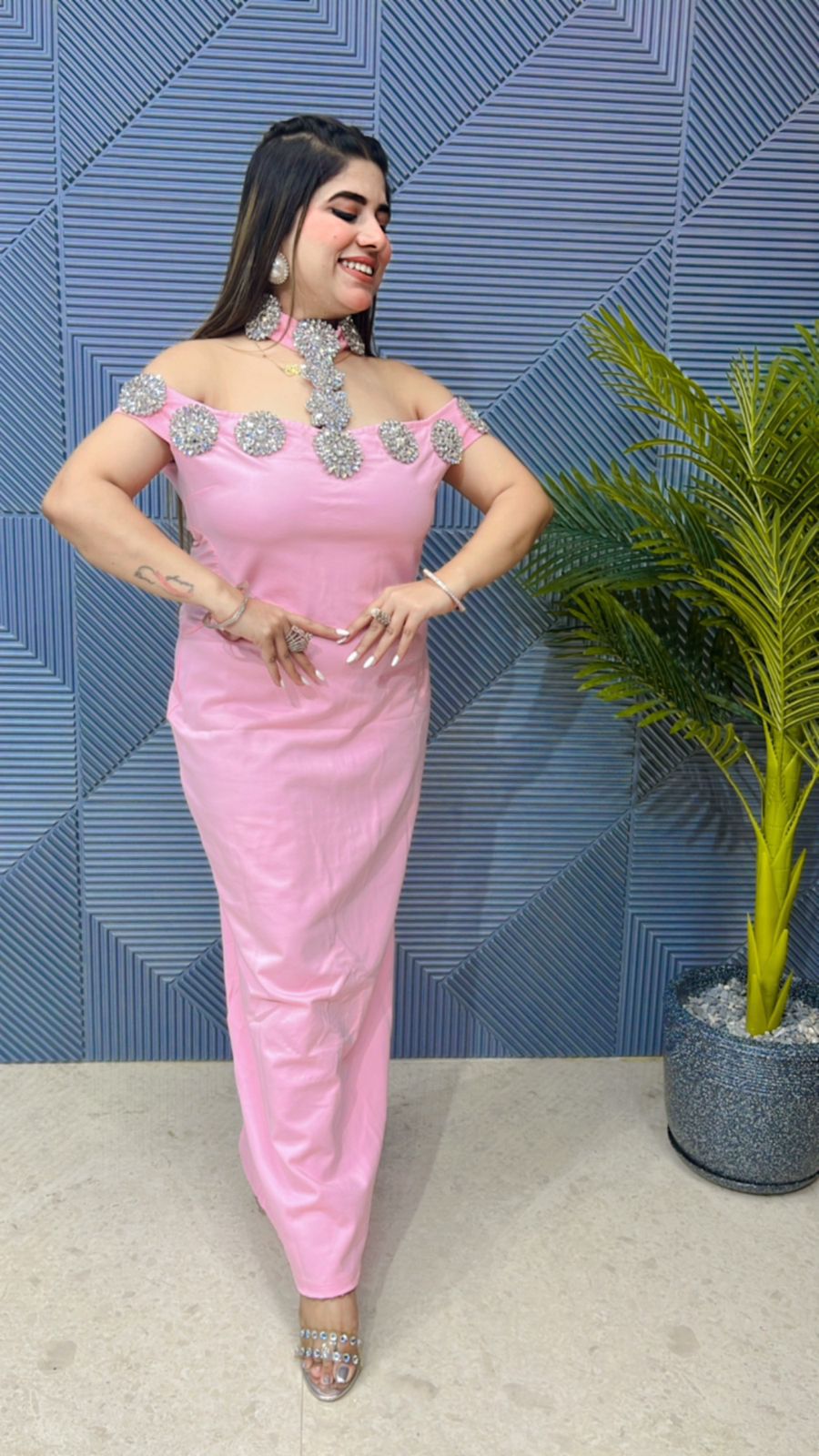 Premium Quality Partywear T Neck Dress GGR846