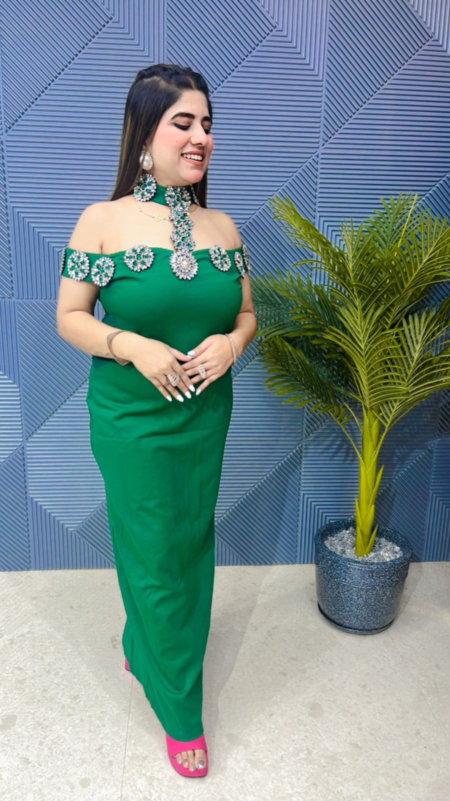 Premium Quality Partywear T Neck Dress GGR846