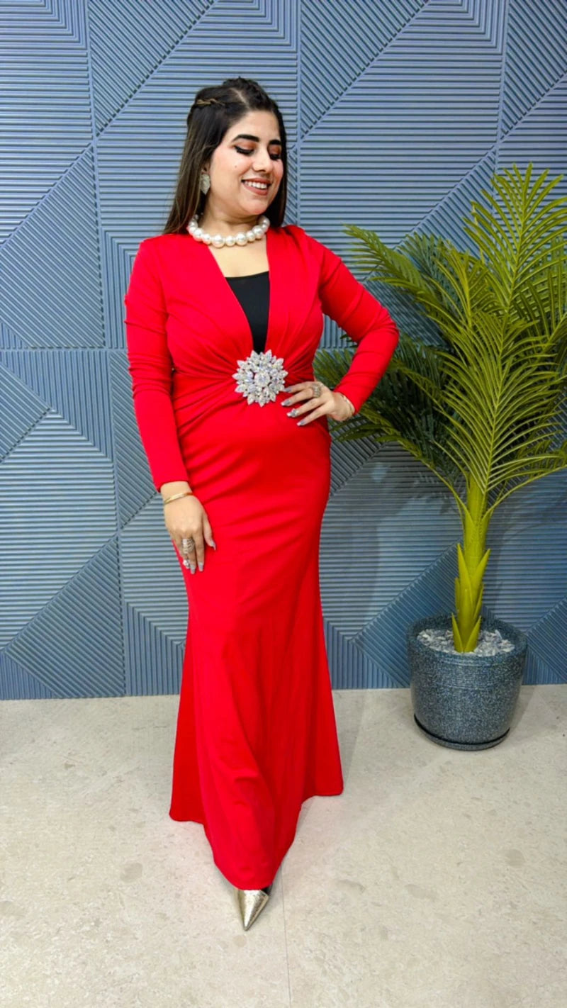Premium Quality Stretchable Partywear Dress With Spagetti GGR663