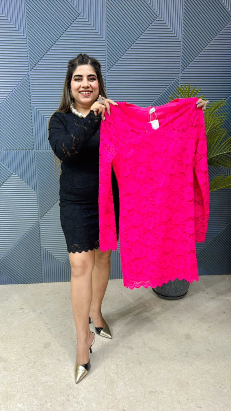 Premium Quality Stretchable Partywear Lace Dress GGR664