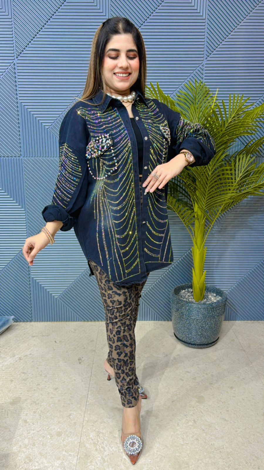 Premium Skeleton Denim with Swarovski Work GGR1038