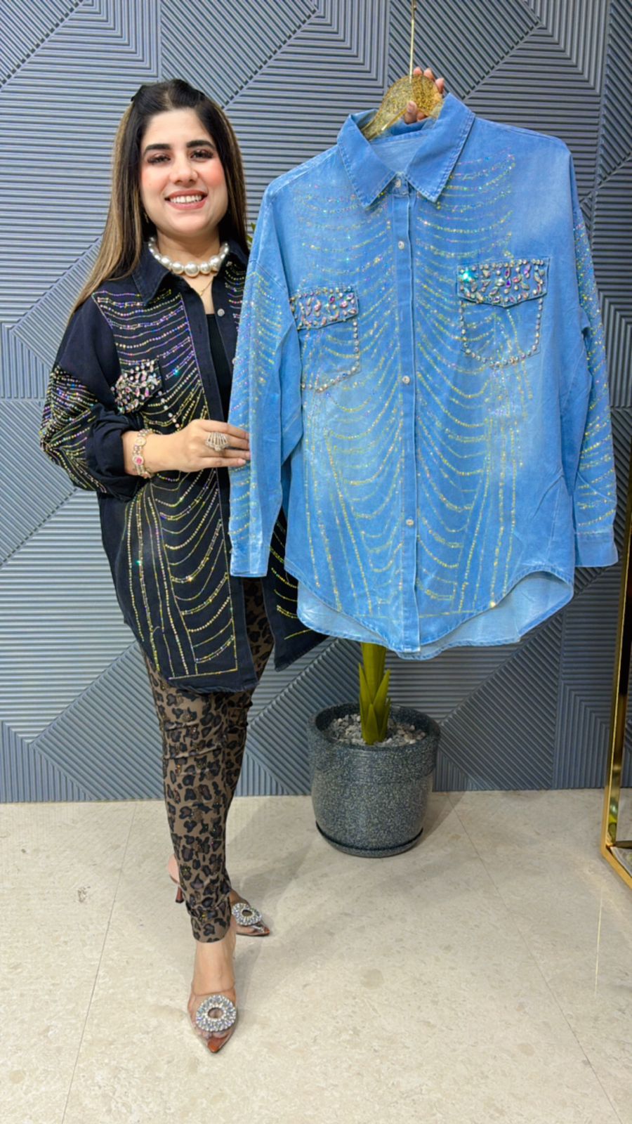 Premium Skeleton Denim with Swarovski Work GGR1038