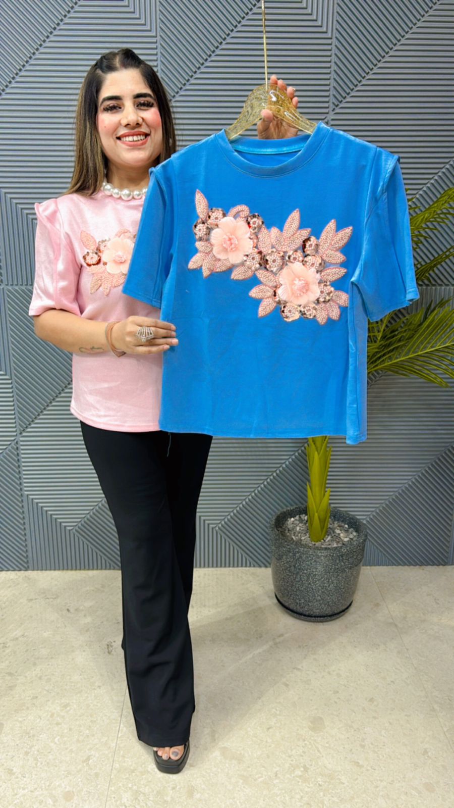 Premium Summer Top With Beautiful Flower Work GGR1002