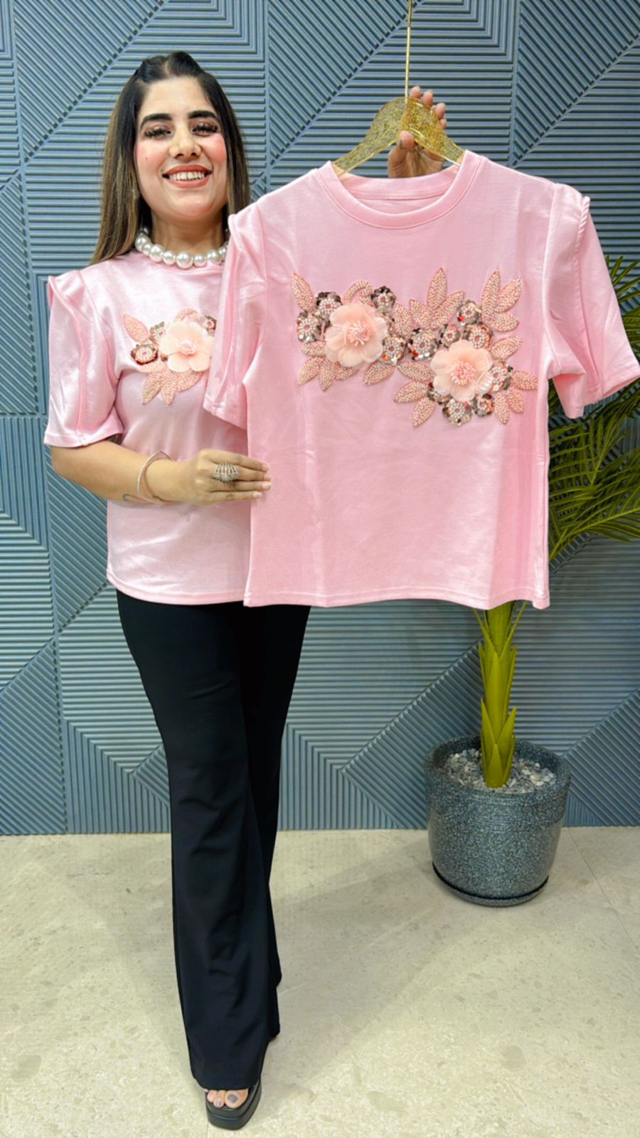 Premium Summer Top With Beautiful Flower Work GGR1002