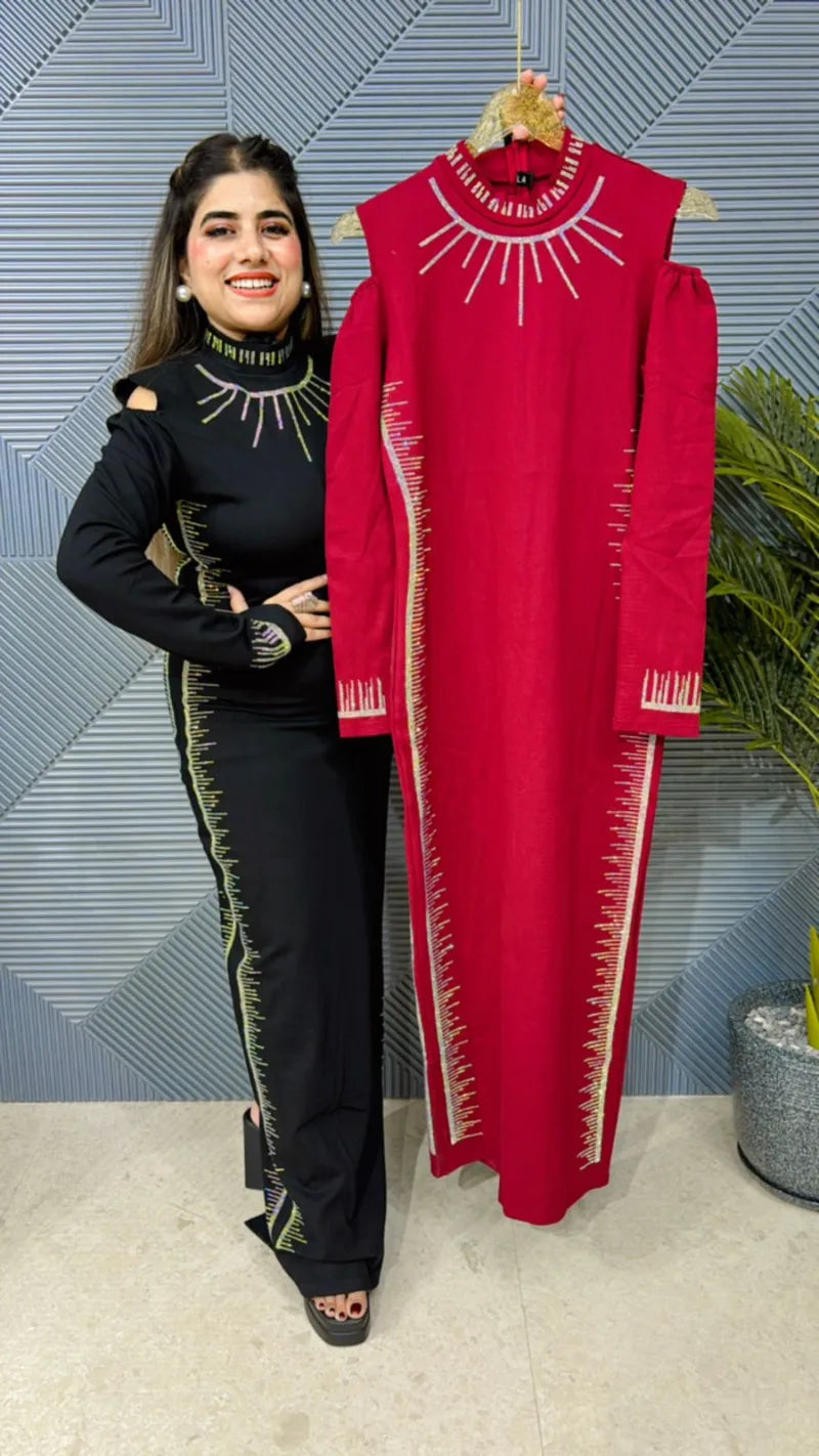 Premium Swarovski Dress: Imported Lycra Stretch Fabric with Luxurious Quality GGR626