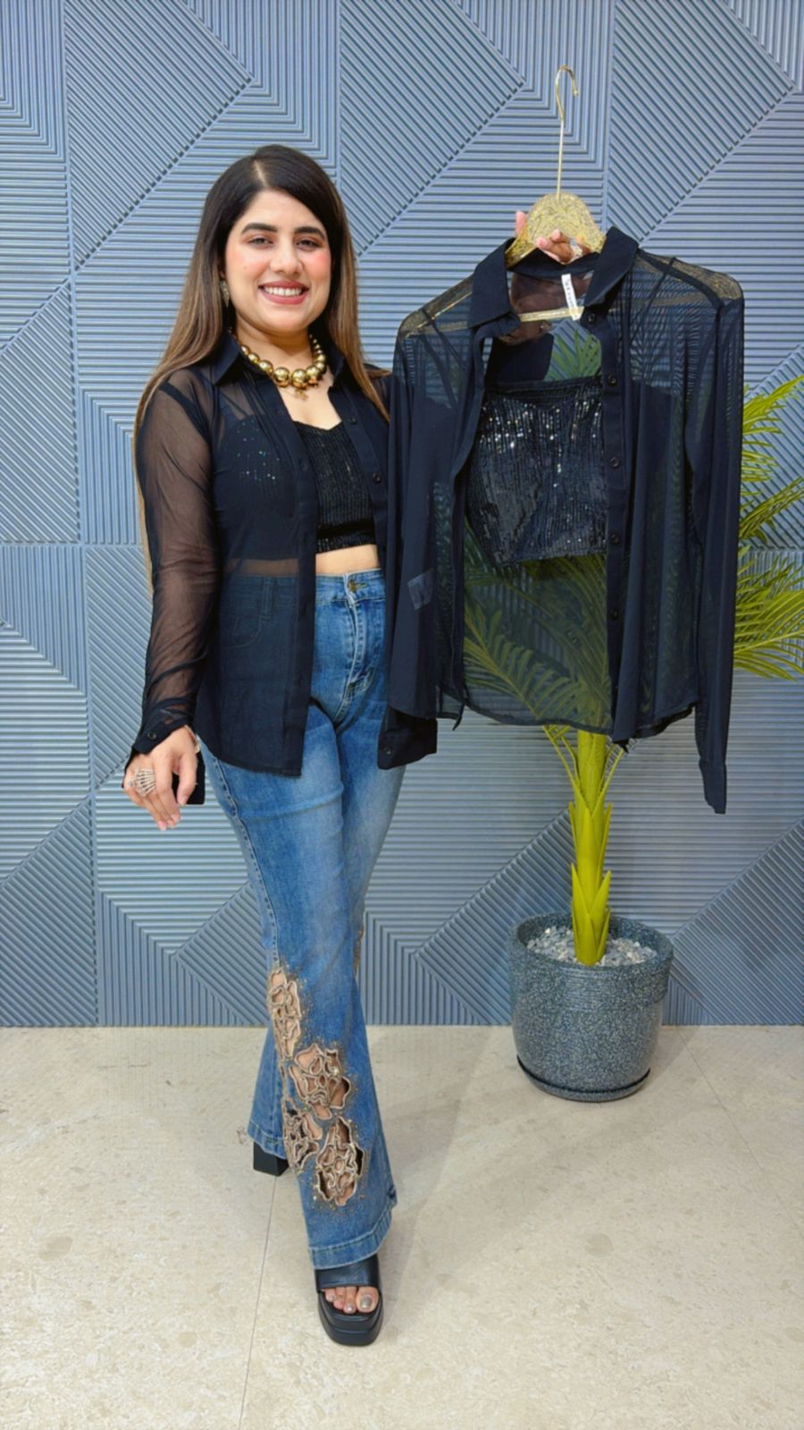 Stunning Power Net Top With Bustier GGR1272