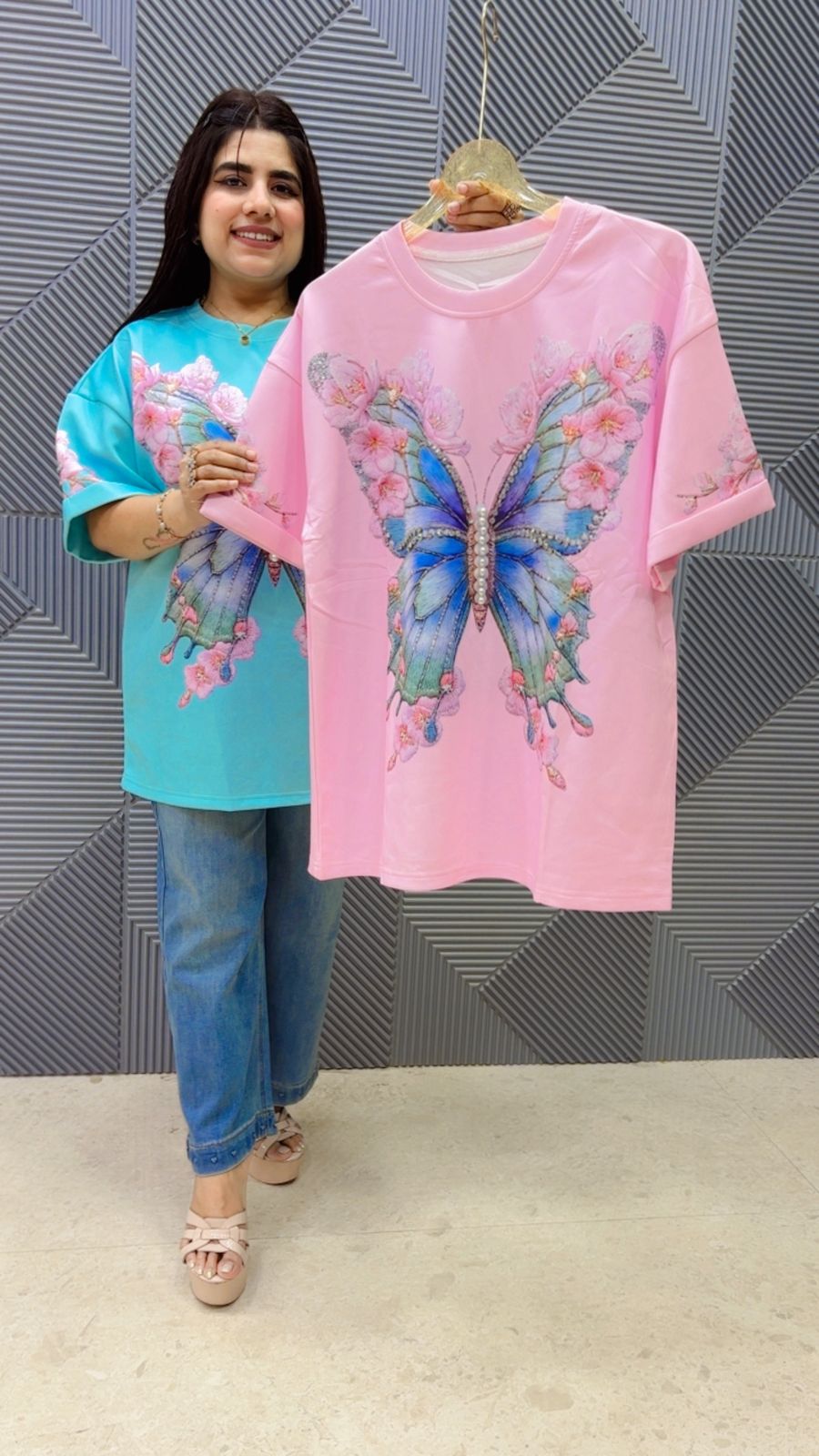BEAUTIFUL BEAD BUTTERFLY PRINTED TOP GGR5131 Girls Glitters