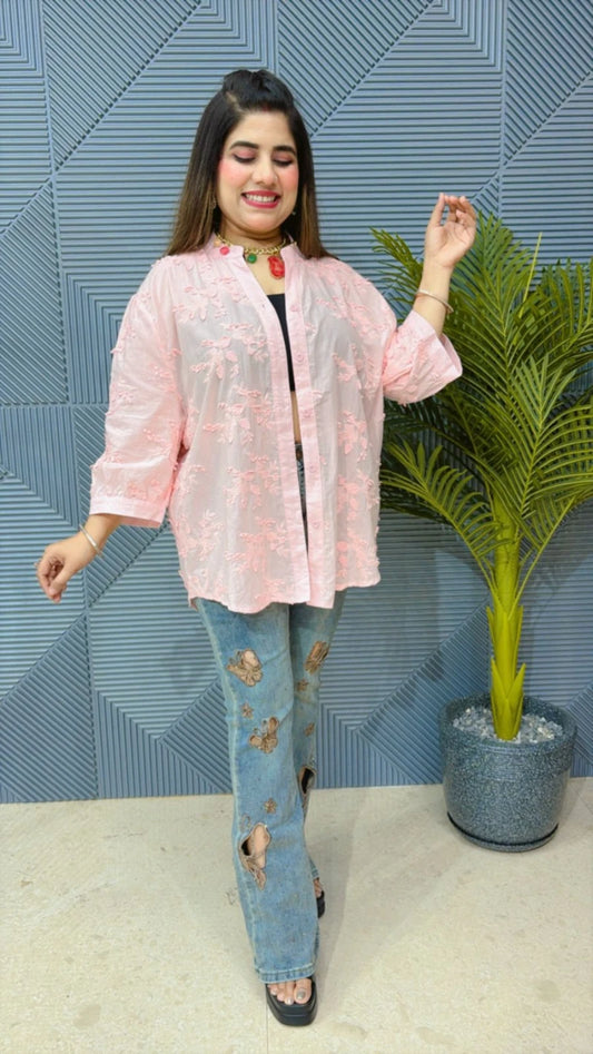 BEAUTIFUL COTTON SHIRT IN 3D FLOWER GGR1351