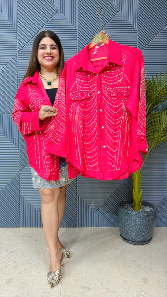 COTTON SWAROVSKI PARTY WEAR SHIRT GGR1382