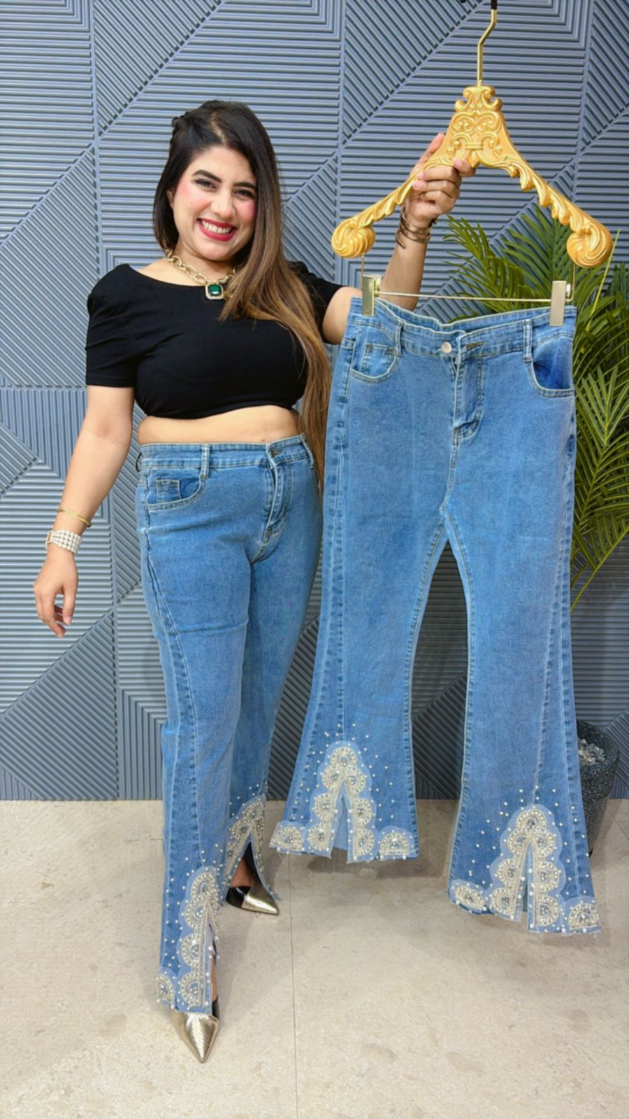 JEANS WITH LACE WORK GGR1466