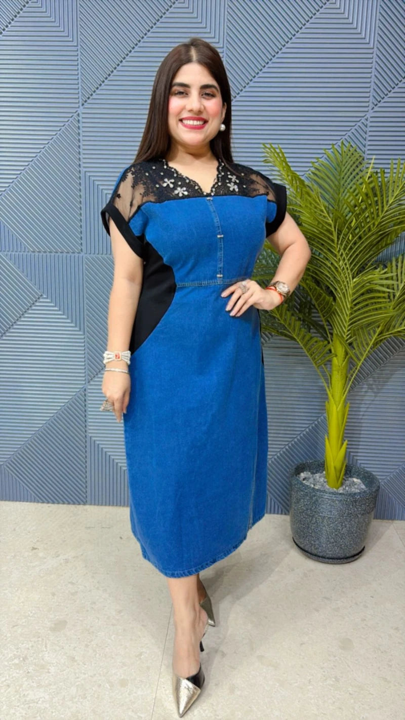 PREMIUM DENIM NET DRESS GGR1771