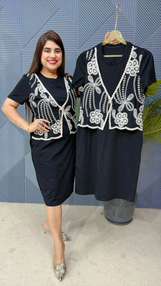 PREMIUM SUMMER COTTEN DRESS WITH ATTACHED CROSHIYA WORK JECKET GGR1777
