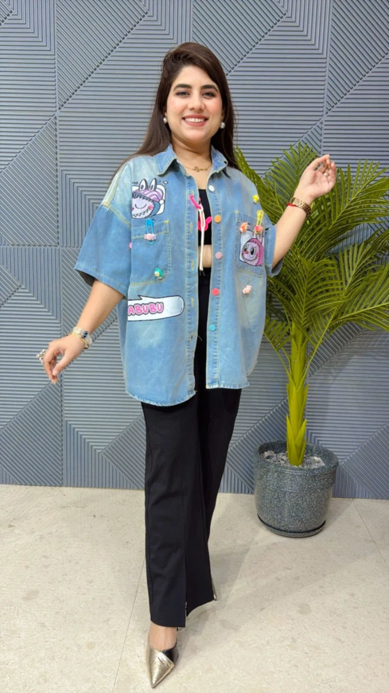 PREMIUM DENIM LABUBU SHIRT GGR1809