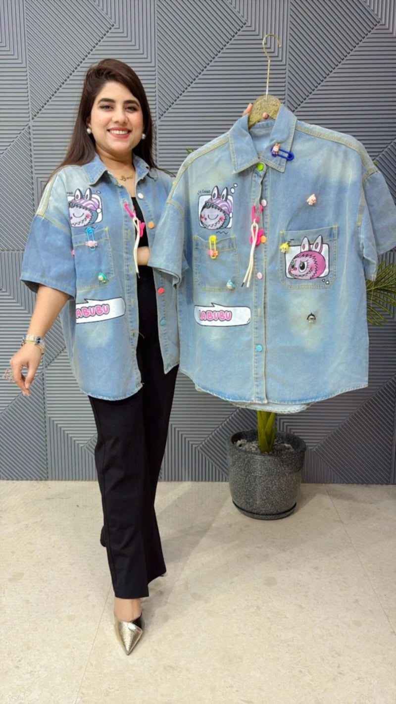PREMIUM DENIM LABUBU SHIRT GGR1809