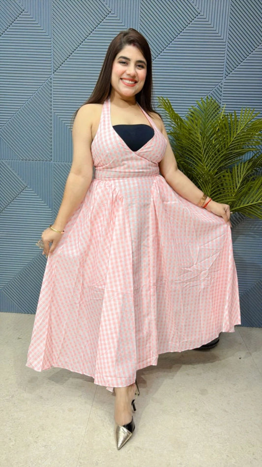 PREMIUM HALTER NECK COTTEN FEBRIC DRESS GGR1848