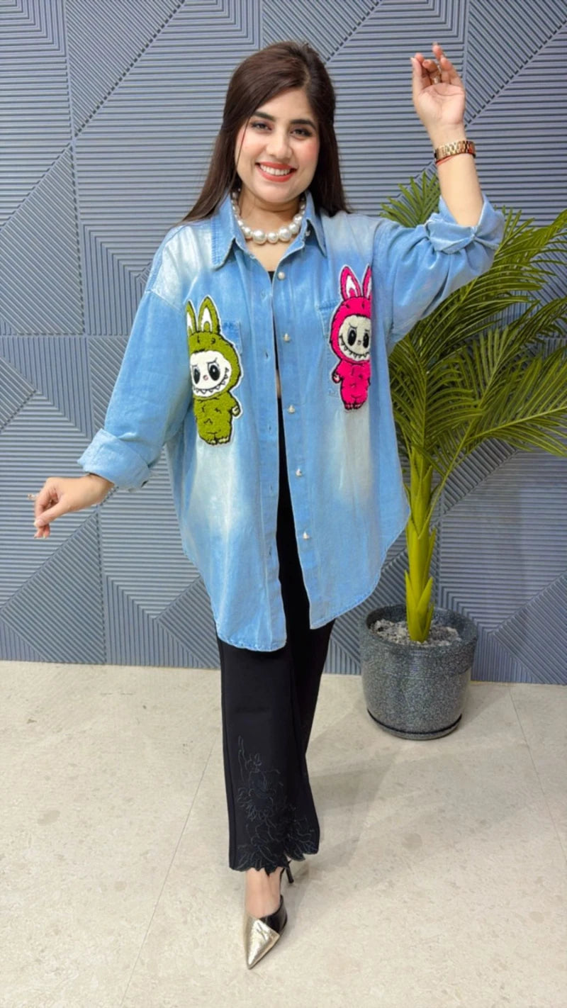 PREMIUM LABUBU DENIM SHIRT GGR1856