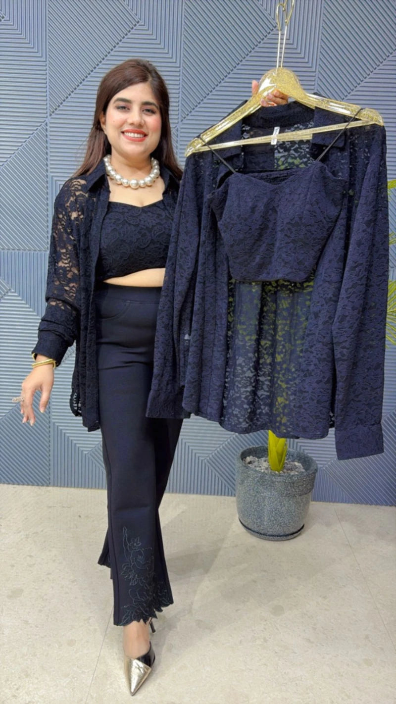 LACE SHIRT WITH BUSTIER GGR1860