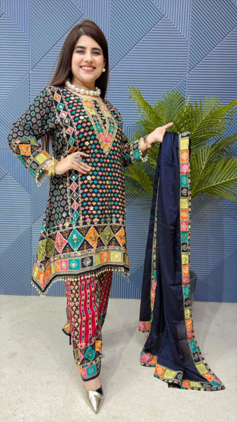 C-CUT COTTEN SUIT WITH GOTA PATTI WORK AND LINING GGR1863