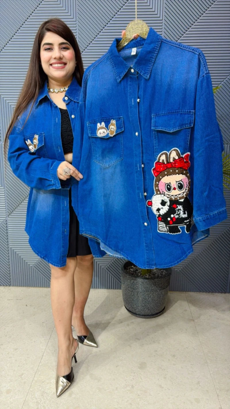 PREMIUM LABUBU DENIM SHIRT GGR1874