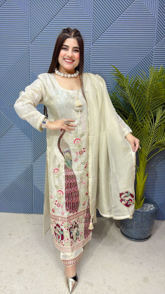 beautiful 3 piece set with embroidery work ggr1893