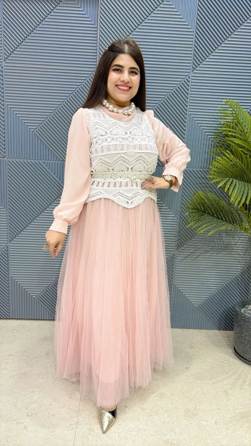 PREMIUM PARTYWEAR DRESS WITH CROSIA WORK TOP GGR1986