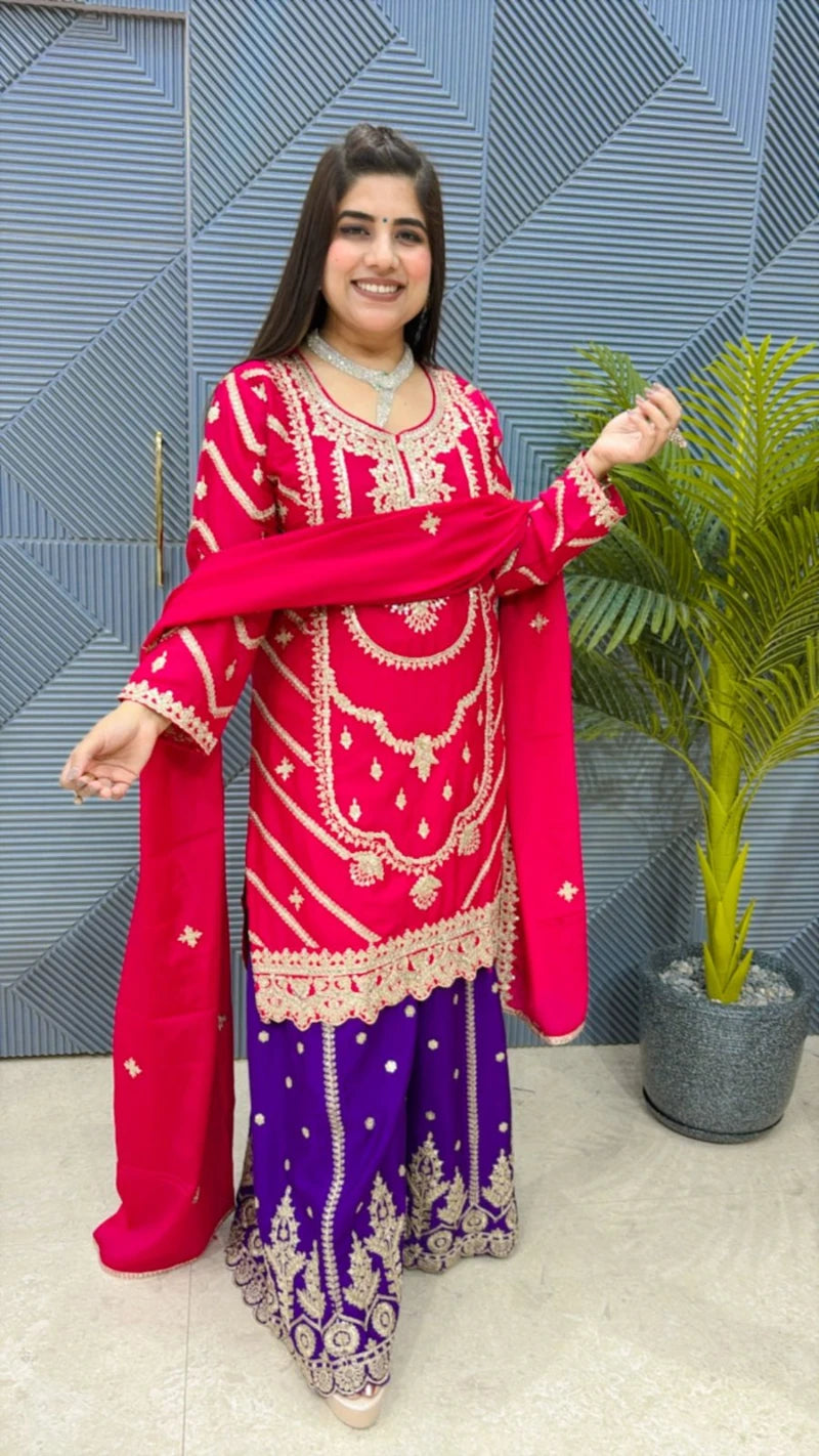 PREMIUM 3 PCS SHARARA SUIT GGR2032
