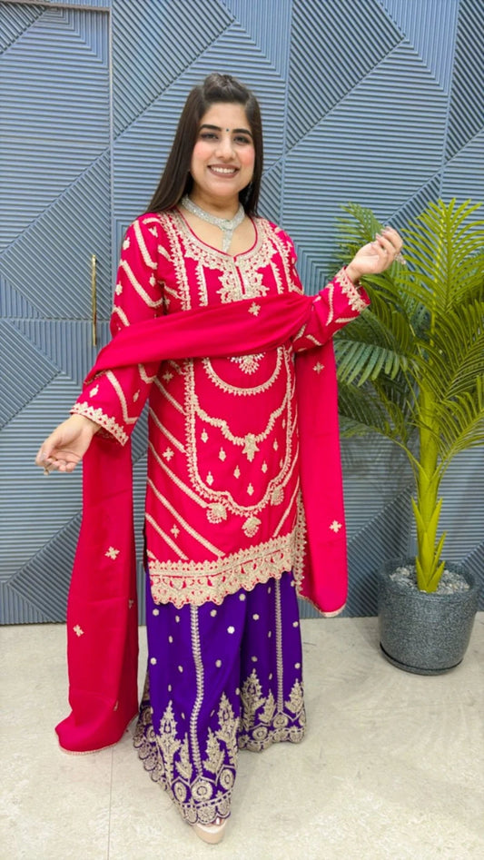 PREMIUM 3 PCS SHARARA SUIT GGR2032