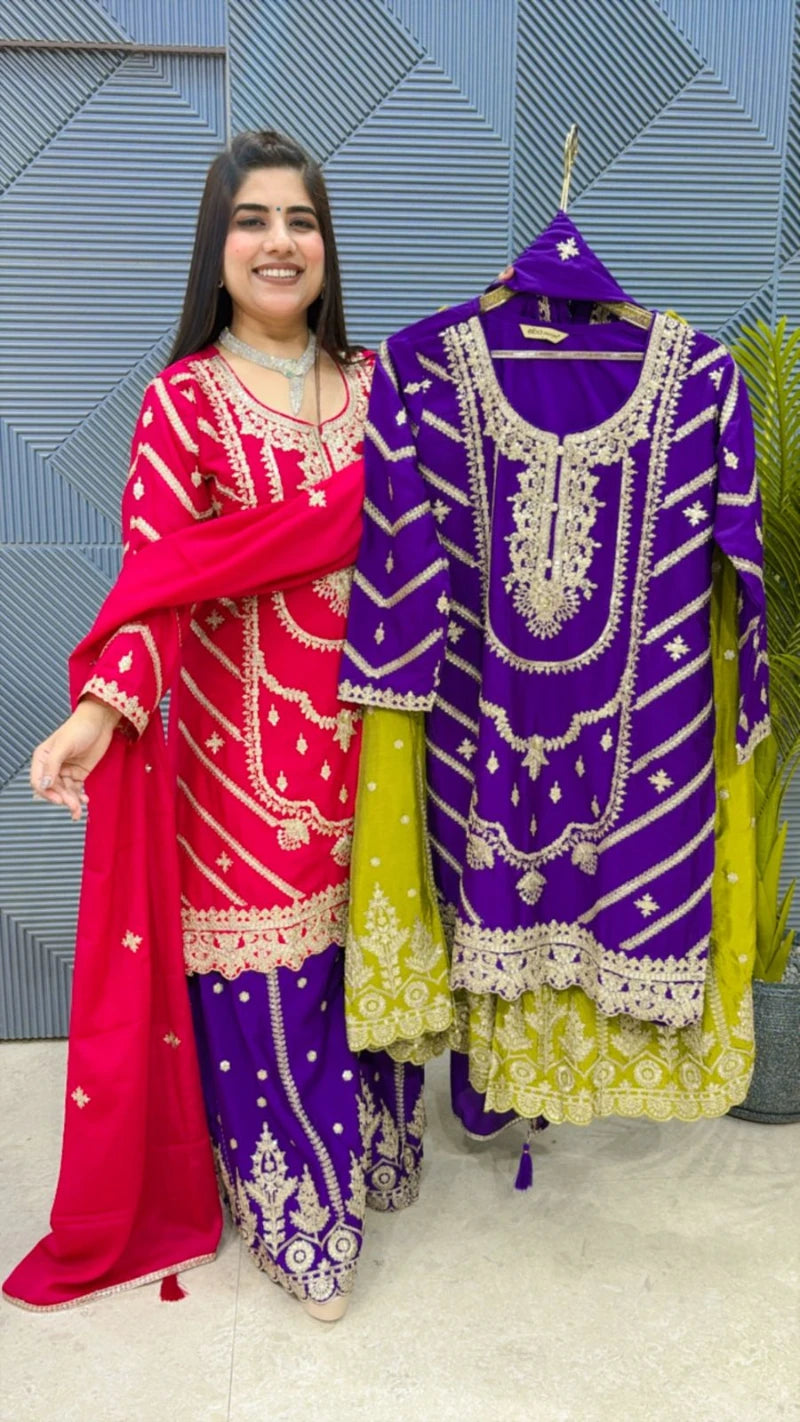 PREMIUM 3 PCS SHARARA SUIT GGR2032