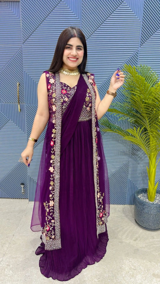 PREMIUM 3 PCS LEHNGA SAREE WITH SHRUG GGR3156