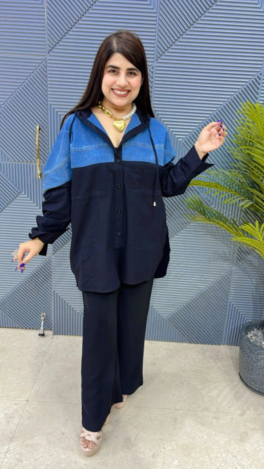 PREMIUM COTTEN DENIM HOODIE SHIRT GGR3164