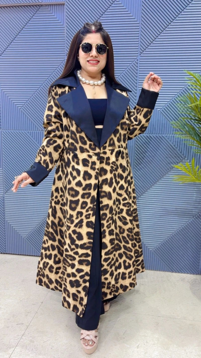 PREMIUM LEOPERD PRINT COAT WITH BELT GGR3235