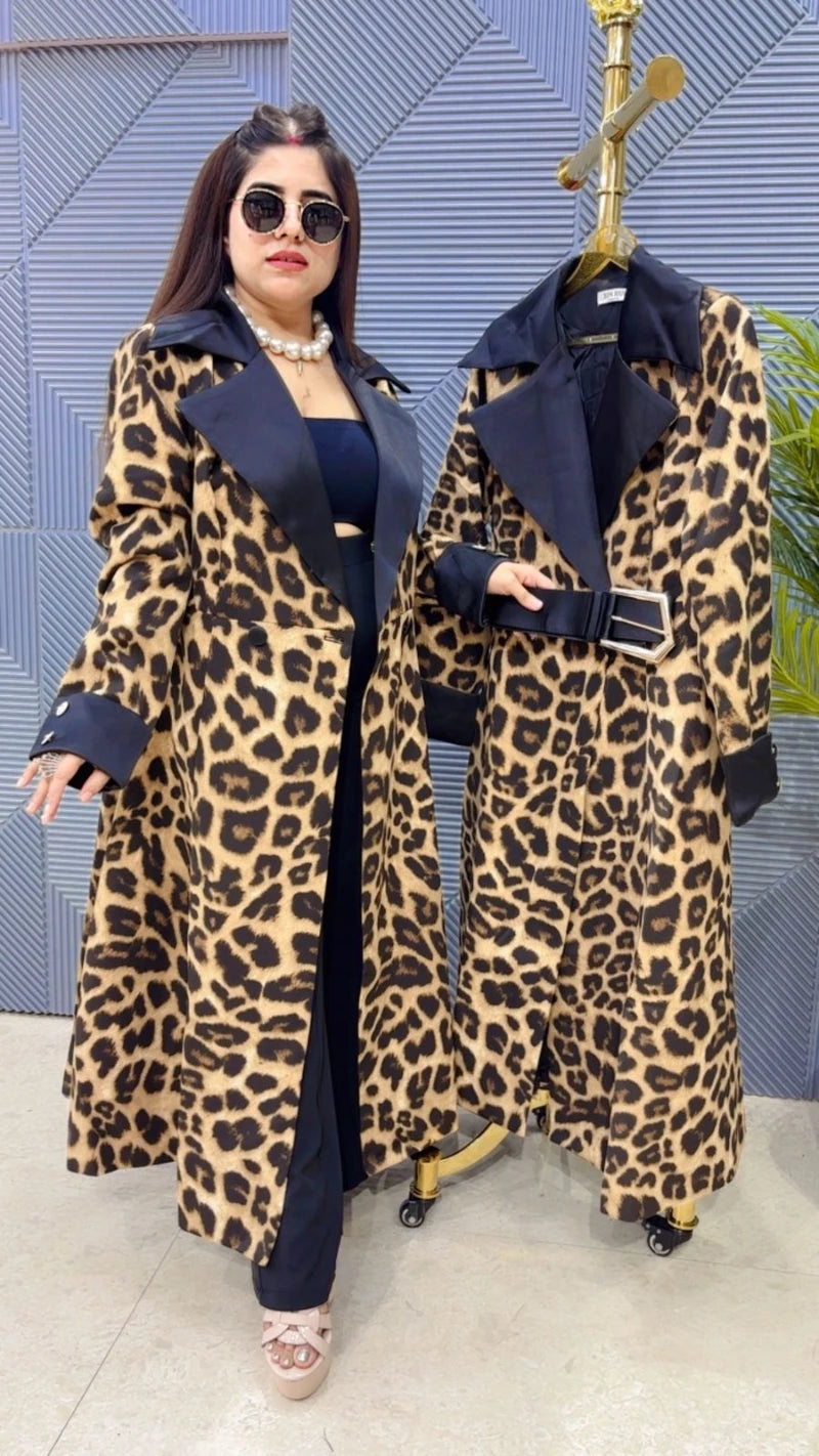 PREMIUM LEOPERD PRINT COAT WITH BELT GGR3235
