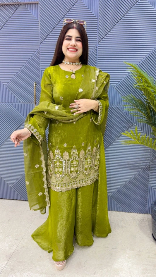PREMIUM 3 PCS SUIT WITH PLAZO GGR3238