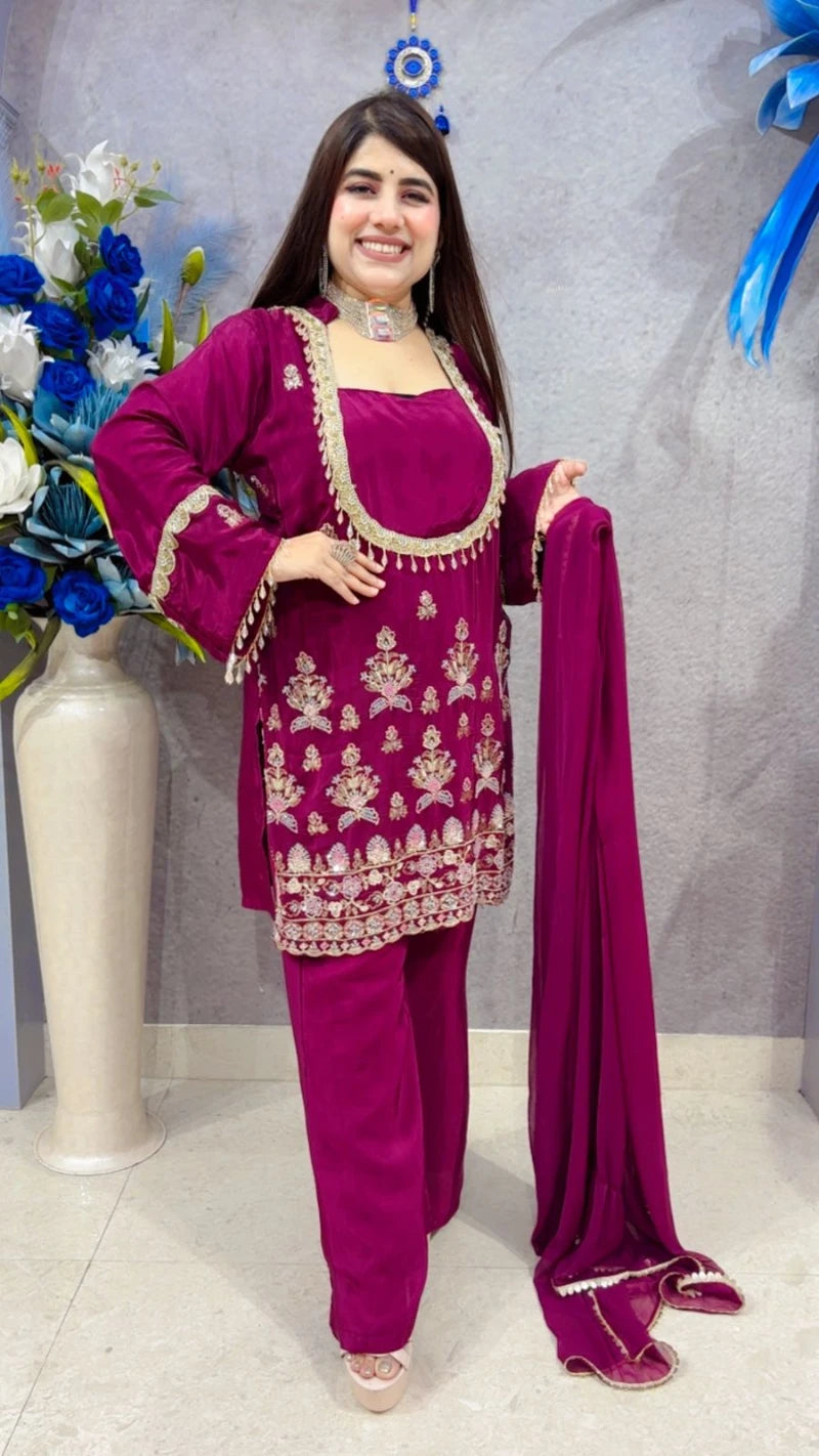 PREMIUM 3 PCS PLAZO SUIT GGR3257