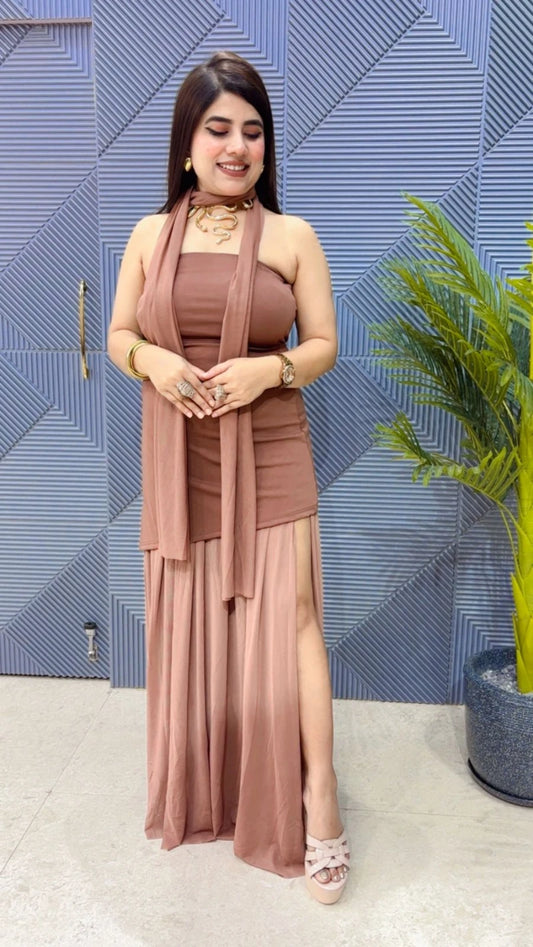 PREMIUM TUBE DRESS WITH SCARF GGR3275