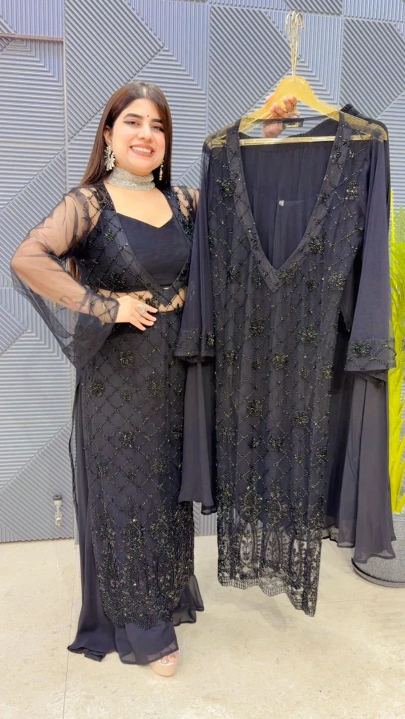 PREMIUM 3 PCS ETHENIC CO-ORD SET SUIT WITH PLAZO GGR3277