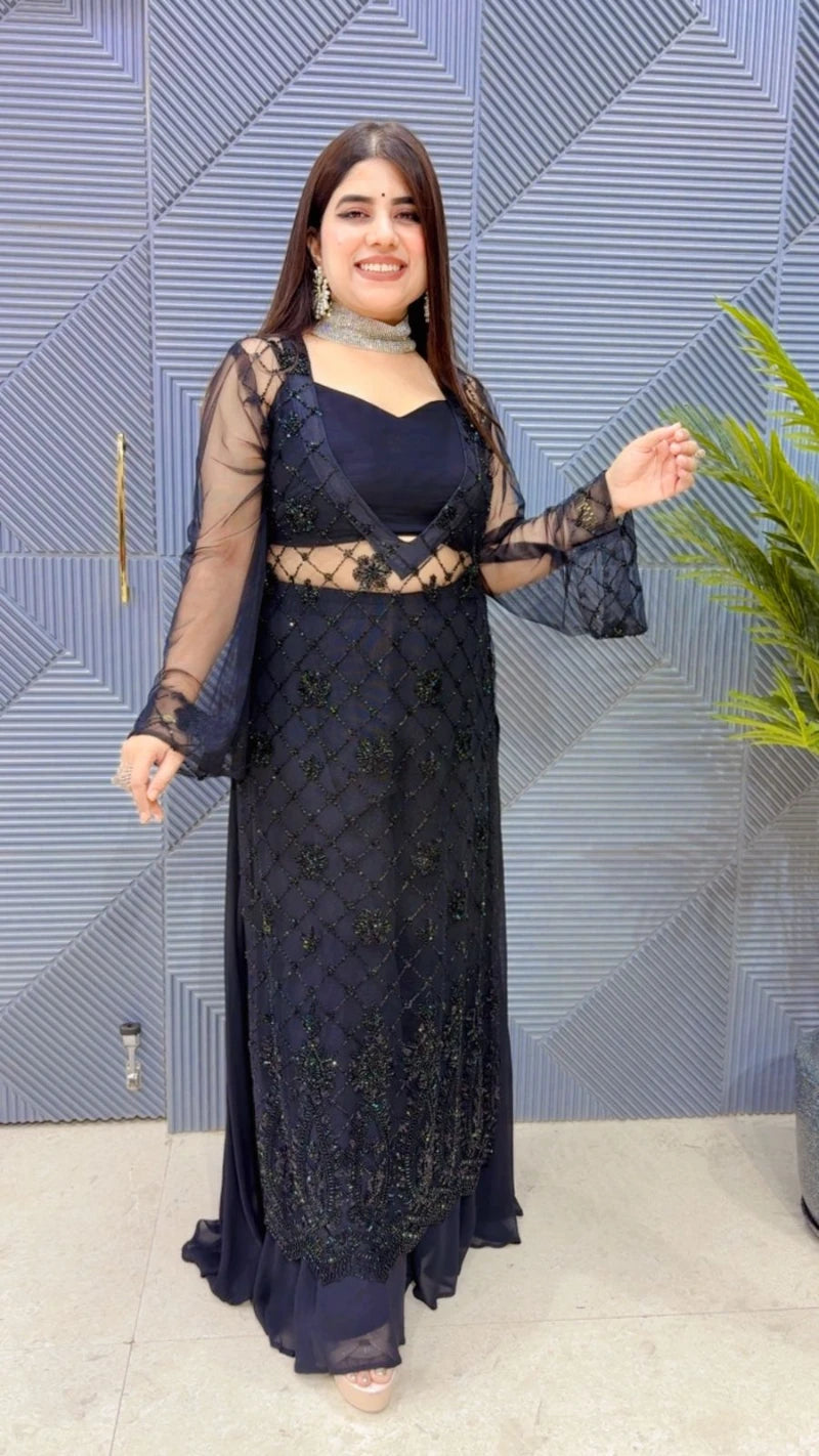 PREMIUM 3 PCS ETHENIC CO-ORD SET SUIT WITH PLAZO GGR3277