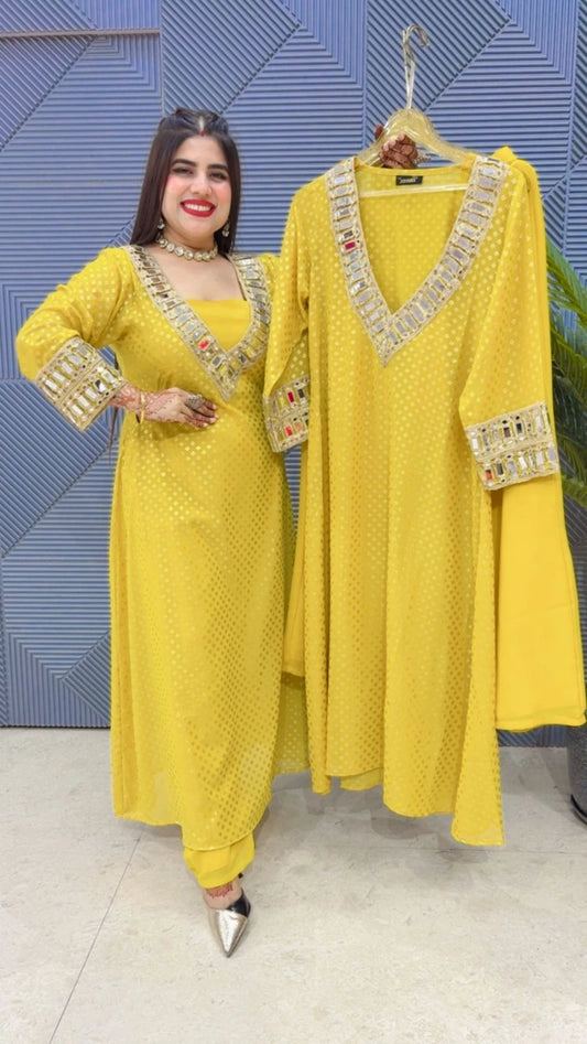 PREMIUM 3 PCS ETHENIC CO-ORD SET GGR3289