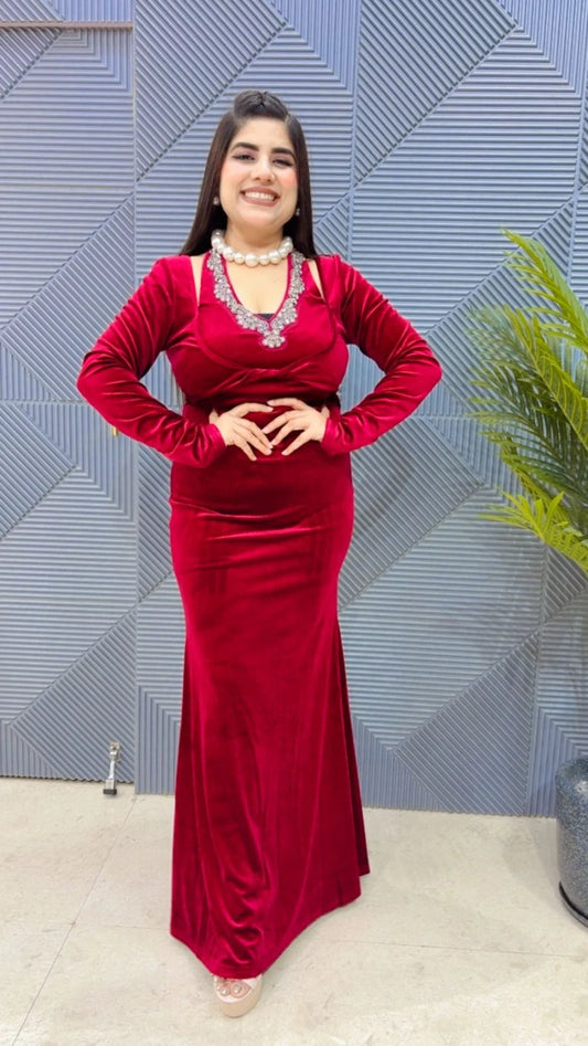 PREMIUM PARTY WEAR VELVET DRESS GGR3306