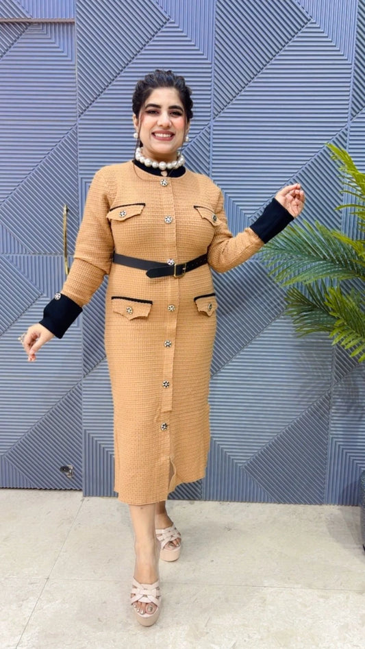 PREMIUM WINTERWEAR DRESS WITH BELT GGR3334