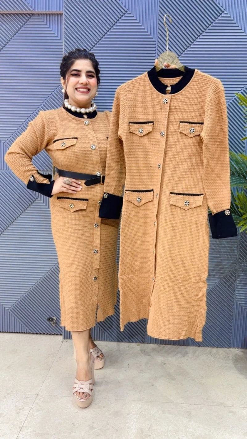 PREMIUM WINTERWEAR DRESS WITH BELT GGR3334