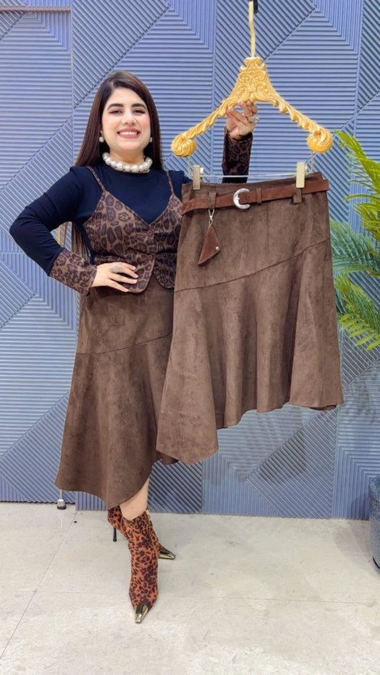 PREMIUM WINTERWEAR SWEAT SKIRT WITH BELT GGR3353