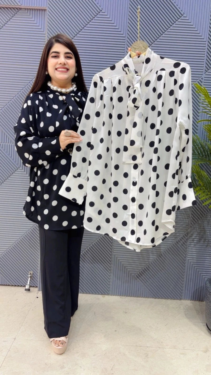 PREMIUM POLKA DOT SHIRT WITH BELT GGR3358