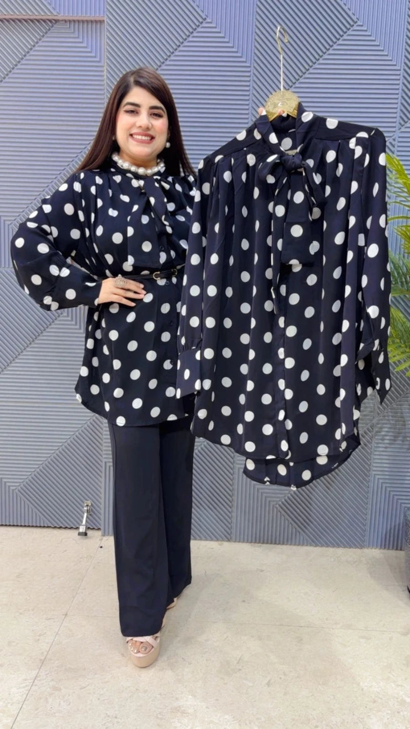 PREMIUM POLKA DOT SHIRT WITH BELT GGR3358