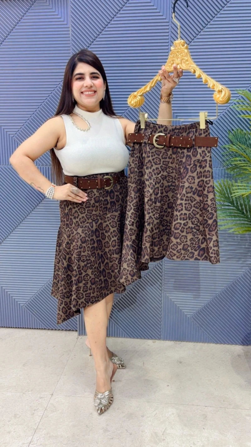 PREMIUM WINTERWEAR LEOPERD PRINT SKIRT GGR3395